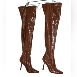 Steve Madden Glossy Brown Over-the-Knee Boots 9.5